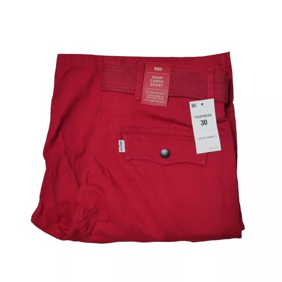 Levi's Snap Cargo Shorts Mens Size 30 Scooter Red Micro Dobby Stretch Canvas NWT - Picture 4 of 8